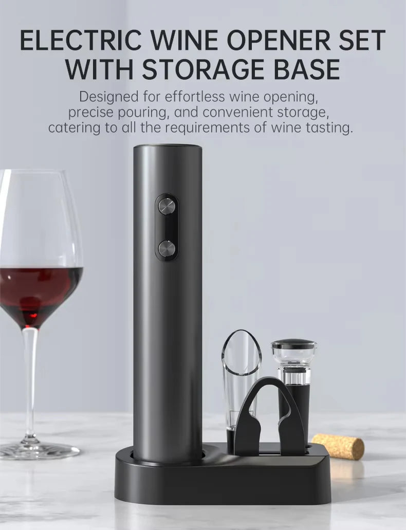 Conjunto Automático Elétrico de Abridor de Vinho - Pessoas Estilosas.