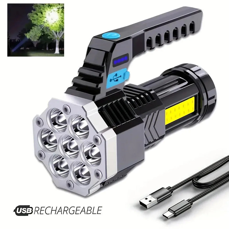 Lanterna de Alta Potência com Carregamento USB - 7 LEDs.