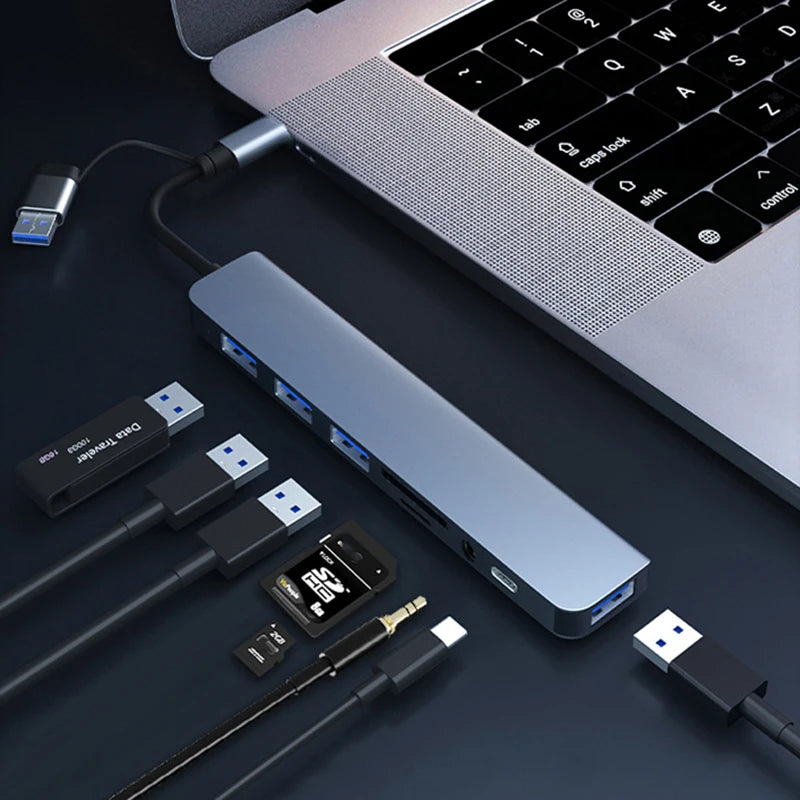 Hub USB C Splitter 8 em 2 USB
